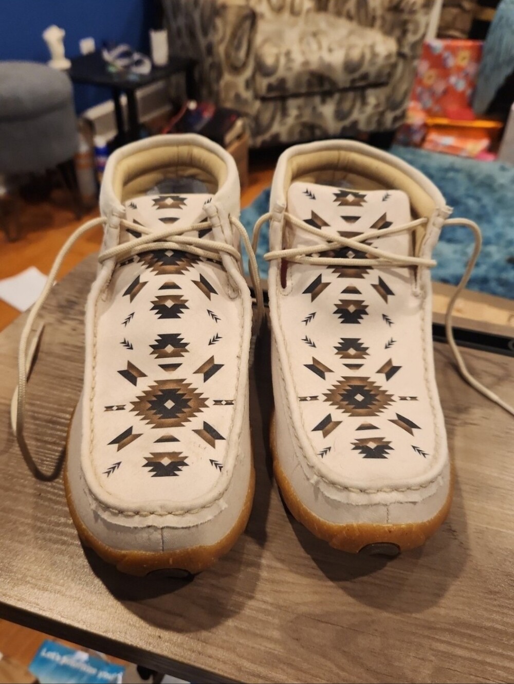 Twisted X Chukka Driving Mocs Aztec Print Beige WDM0161 Womens Size 8.5 NWOT
